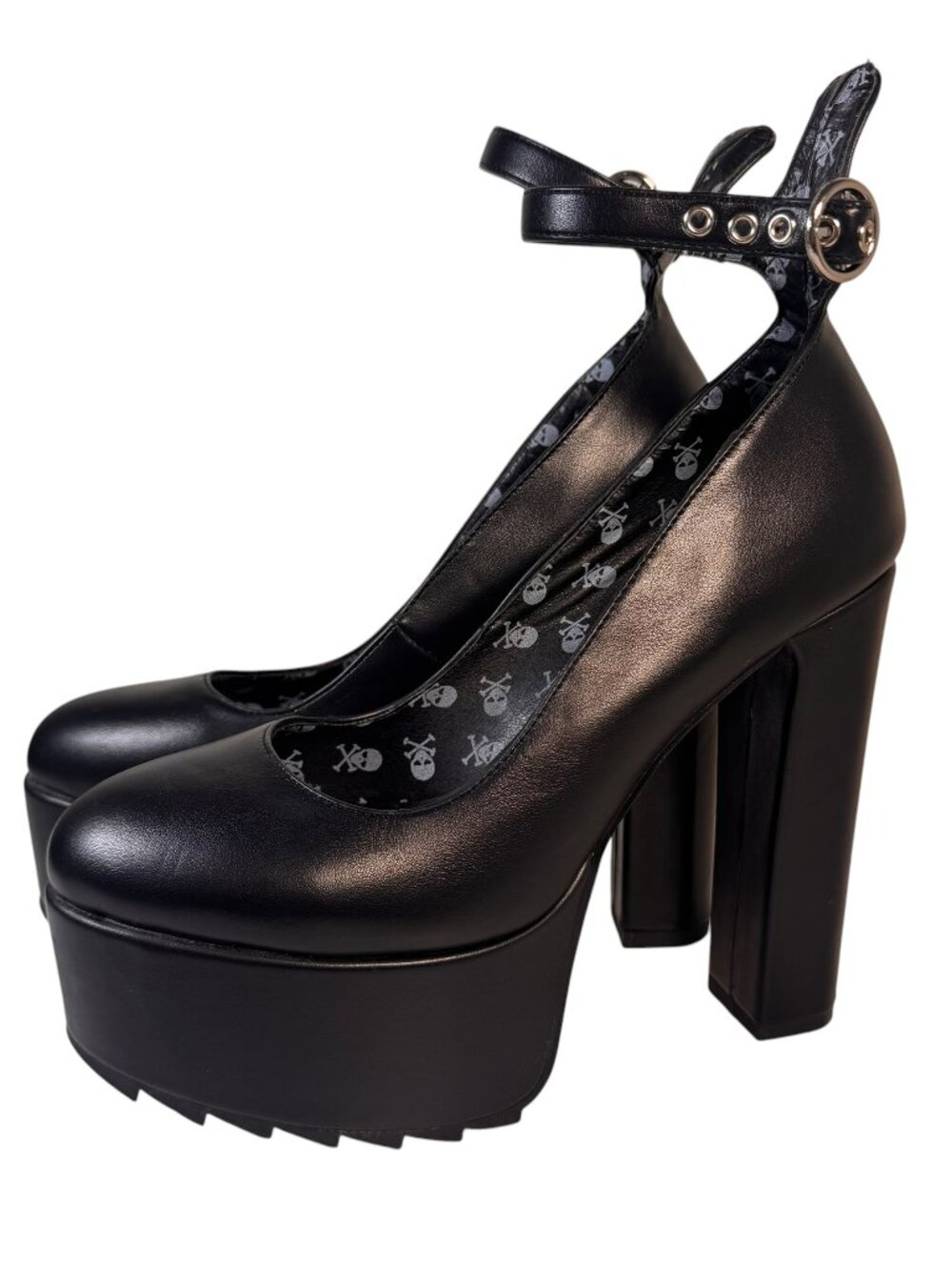 Lamoda Black Platform Block Heels Shoes Goth Lolita Punk Emo Pinup Club Party 7